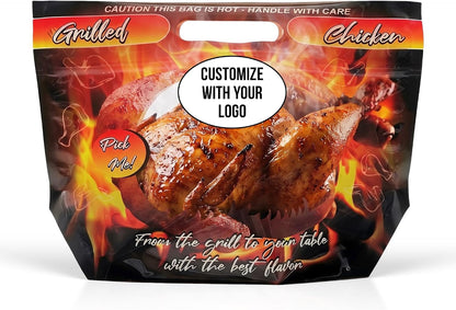 Roast Chicken Bag, Heat Resistant Takeout, 11 count, 62 Micron Anti-Fog Window, Food Delivery, Microwaveable Safe, BPA Free, Not In Original Packaging