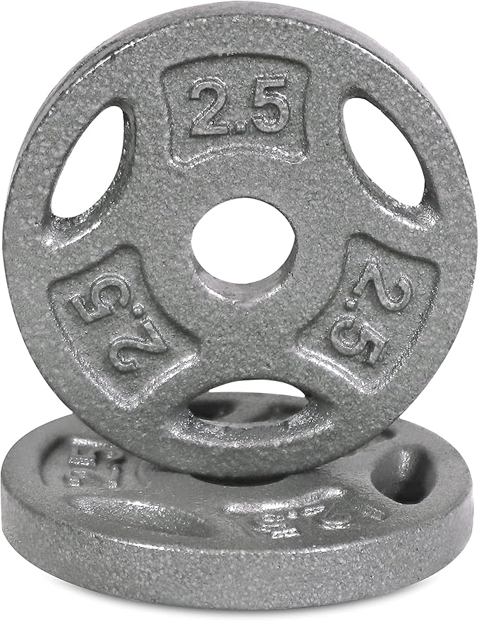 CAP Barbell Cast Iron 1" Gray Standard Grip Plate for Strength Training, Muscle Toning, Weight Loss & Crossfit - Multiple Choices Available (b. 2.5LB X 2)