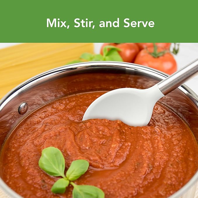 Tovolo Silicone Mixing Spoon With Stainless Steel Handle, Scratch-Resistant  Heat-Resistant Stirring Spoons, Kitchen Utensil Safe for Nonstick Cookware  Cast Iron Skillets