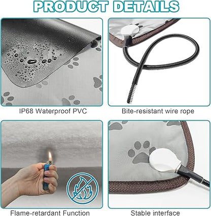 Large Dog Heating Pad 34 x 21in, Electric Heating Pads for Pets, Heated Dog Bed Mats Controller-Free, Automatic Constant Temperature Pet Heating Pad, Whelping Heating Pad