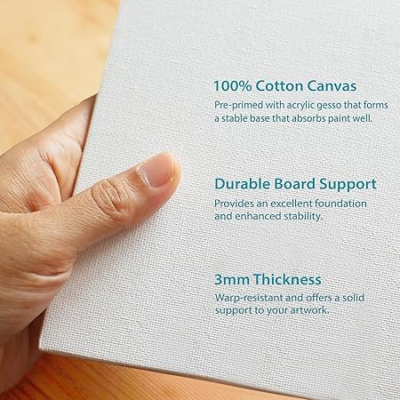 KEFF Canvas Boards for Painting - 11x14 6-Pack Art Paint Canvases - Bulk Canvas Panels Set - 100 Cotton Primed Painting Supplies for Acrylic, Oil, Watercolor  Tempera