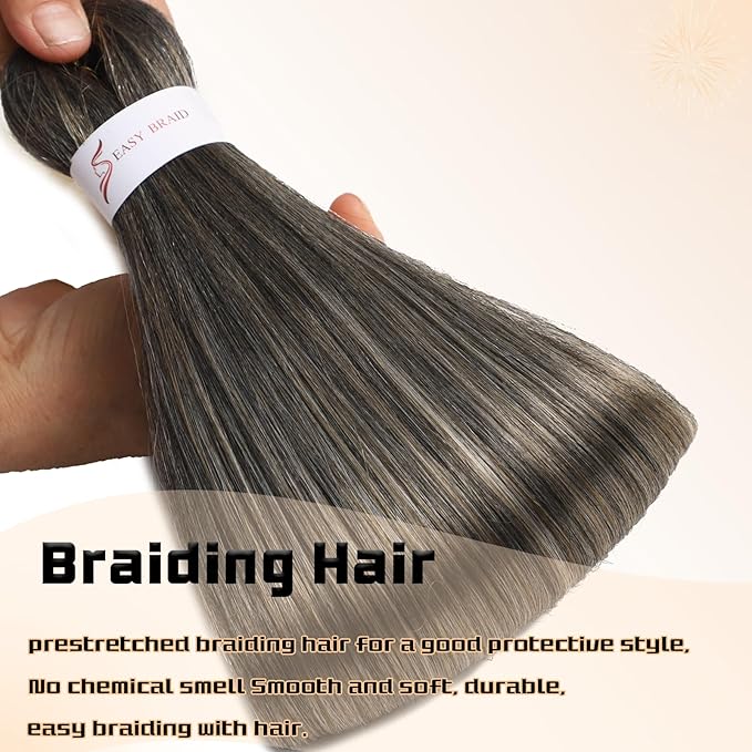 Braiding Hair 26 Inch Pre Stretched Braiding Hair Ombre Braiding Hair Soft Three Tone Yaki Texture Hot Water Setting Synthetic Braiding Hair (26inch 2Packs 1B27613)