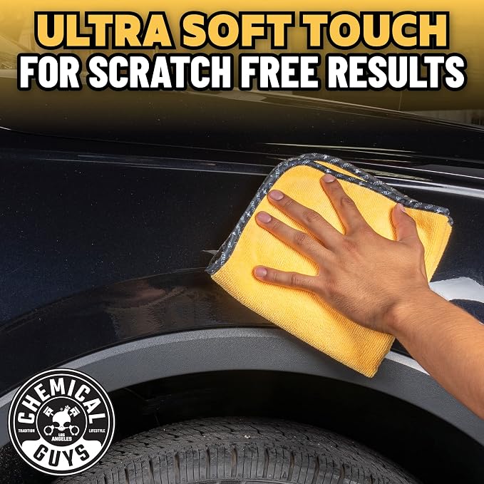 Chemical Guys Automotive Microfiber Drying Chamois Gold 3 Pack Extra Absorbent Car Drying Cloths for Streak Free Paint Glass and Smooth Exterior Surfaces 24 x 16 Inches