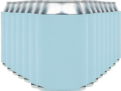 Blank Beer Can Coolers Sleeves (30-Pack) Soft Insulated Beer Can Coolies - HTV Friendly Plain Koolies in Bulk for Beer Cans  Bottles - Coolie Blanks for Vinyl Projects  Wedding Favors (Light Blue)