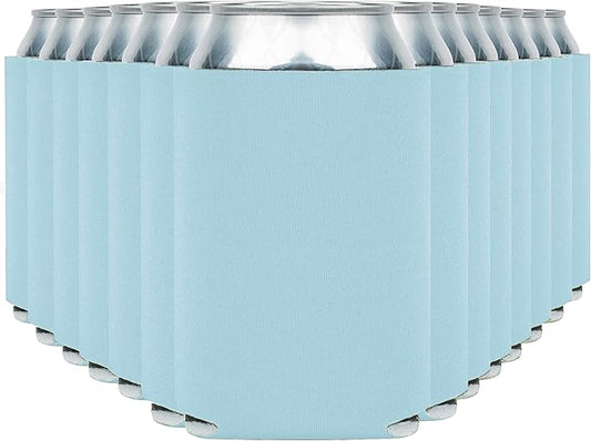 Blank Beer Can Coolers Sleeves (30-Pack) Soft Insulated Beer Can Coolies - HTV Friendly Plain Koolies in Bulk for Beer Cans  Bottles - Coolie Blanks for Vinyl Projects  Wedding Favors (Light Blue)