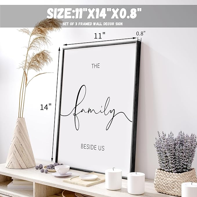 Heiple Set of 3 Framed Farmhouse Bless The Food Before Us Sign Kitchen Wall Decor for Dining Room Decor Wall Art Wood Signs