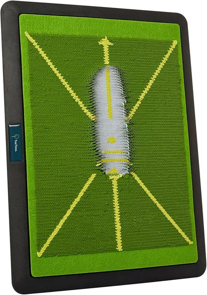 TeeTime Golf Practice Mat - Patent Pending - Dual-Tone Sequin Design - Ideal for IndoorOutdoor Golf Training - Includes Carry Clip