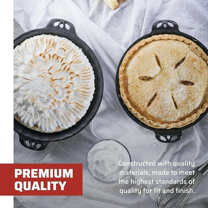 Camp Chef Cast Iron Pie Pan - True-Seasoned Cast Iron Pie Dish for Cooking  Camping Accessories - 10"