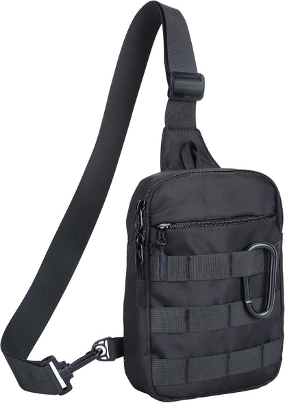 Small Sling Bag for Men Women, Tactical Bag Waterproof Dual Pocket Mini Chest Crossbody Bag Shoulder Bag for Travel Work Sport