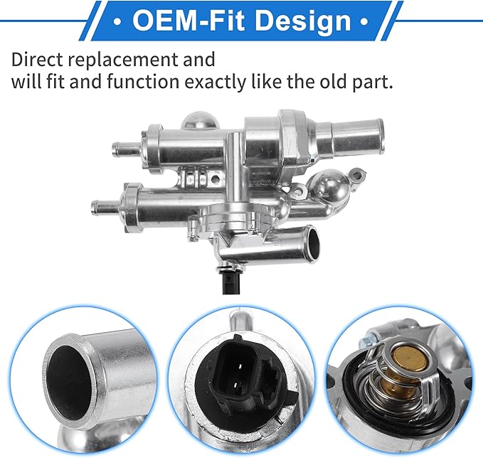 Upgraded Aluminum Thermostat Housing Assembly for Dodge Journey 2009-2020 L4 2.4L for Jeep Compass 2009-2017 Coolant Thermostat for Chrysler 200 2011-2014 Replace No.68003582AB