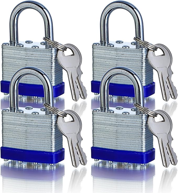 4 Pack Keyed Alike Padlocks High Security Padlocks with Same Keys Heavy Duty Padlock with Keys Locks with Same Keys Outdoor Use All Weather Resistant