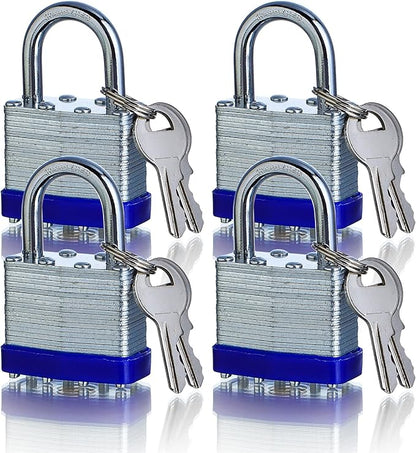 4 Pack Keyed Alike Padlocks High Security Padlocks with Same Keys Heavy Duty Padlock with Keys Locks with Same Keys Outdoor Use All Weather Resistant