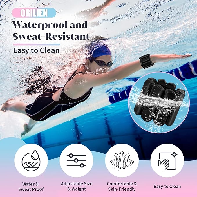 Wrist  Ankle Weights for Women Men, Adjustable Wrist Weighted Bracelet for Home Gym Workout, Walking, Running, Travel, Pilate, Yoga, Exercise,Strength Training. Set of 2 (1Lb Each)