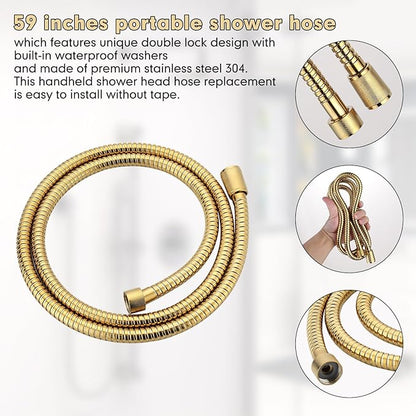Shower Hose Replacement for Grohe 28143000 59" Metal Longlife Shower Hose,Replacement Shower Hose Suitable for Use with Any GROHE Hand Shower,Durable Metal Construction (Gold)