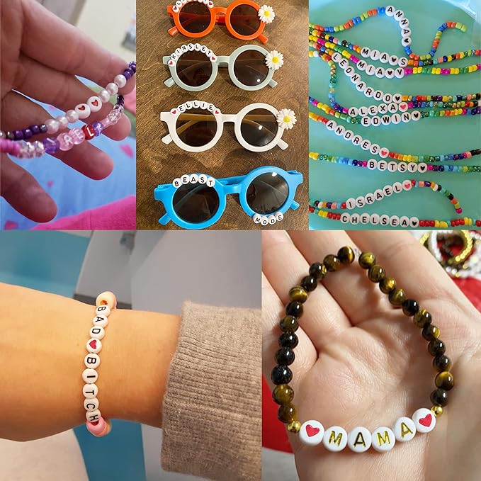 Honbay 200PCS 7mm Mini Acrylic Beads Flat Round Love Heart Beads Sweet Heart Beads Heart Spacer Loose Beads for Bracelets Anklets Necklaces Earrings Eyeglass Chain Jewelry Making Craft Projects