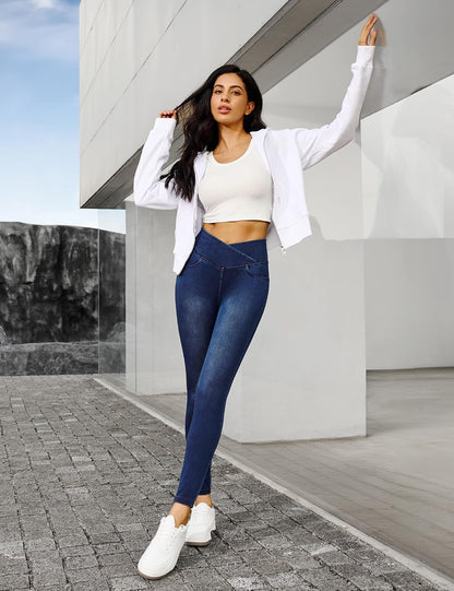 IUGA Stretchy Skinny Jeans for Women High Waist Pull on Jeggings Sweatpant Jeans Tummy Control Jean Leggings with Pockets.