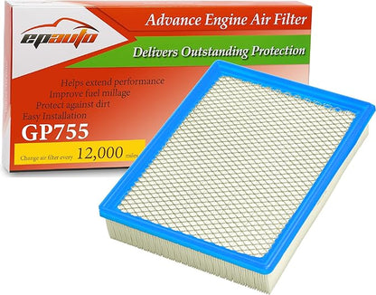 EPAuto GP755 (CA8755A) Engine Air Filter, Replacement for Chevy Silverado, Suburban, Tahoe, Avalanche, GMC Sierra, Yukon, Cadillac Escalade – Fits V8 5.3L/6.0L/6.2L Engines (1999–2020)