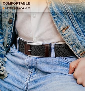 BULLIANT Stretch Belt Men,Mens Gift Woven Braided Web Belt 1 38 for Golf Casual Pants Shirts Jeans