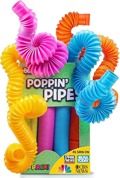 BUNMO Easter Basket Essentials - Pop Tubes - Sensory Toys - Toddler Toys - Imaginative Play  Encouraging Creative Play - Easter Basket Stuffers - Non-Mouthable Toy 3 - 4 Pack Large
