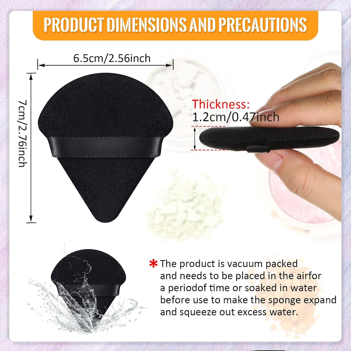 Meanplan 79 Pcs Powder Puff Face Soft Makeup Sponge Triangle Powder Puffs for Loose Velour Cosmetic Foundation Wet Dry Sponge Makeup Tools(Black)
