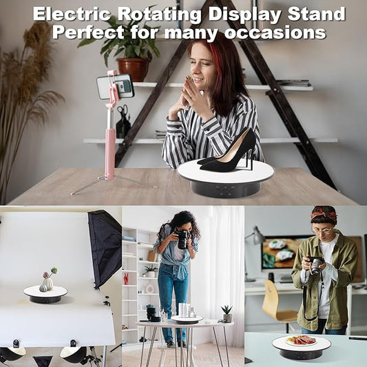 Rotating Display Stand Turntable Stand Spinning Stand for Product Shows White