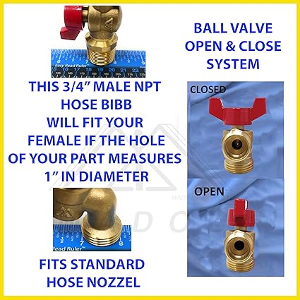 Brass Ball Similar to Arrowhead 79-212 34" Male NPT inlet with 34 water hose outlet ideal for gardens and patios Llave de Manguera o Nariz 34" Hose Bibb 34" Llave de Manguera Esfera Mariposa
