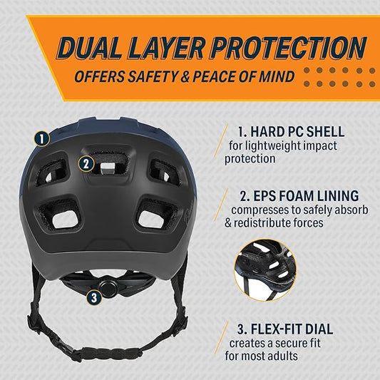 Bikeroo Bicycle helmet for adults for men and women, bicycle helmet for mountain biking, road cycling, electric bicycle, commuter cycling, scooter, visor of