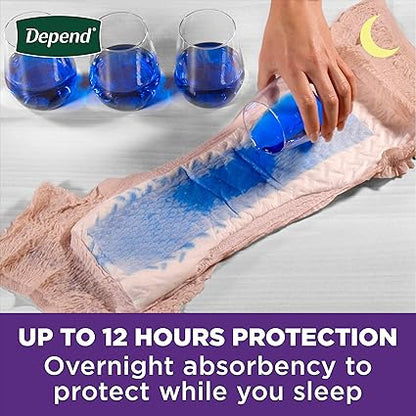 Depend Night Defense Adult Incontinence  Postpartum Bladder Leak Underwear for Women, Disposable, Overnight, Extra-Large, Blush, 12 Count, Packaging May Vary