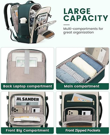 LOVEVOOK Large Travel Backpack for Women, Carry On Bag Flight Approved, 40L TSA Personal Item Travel Bag with 3 Packing Cubes, Waterproof 17 Inch Laptop Hiking Casual Backpack