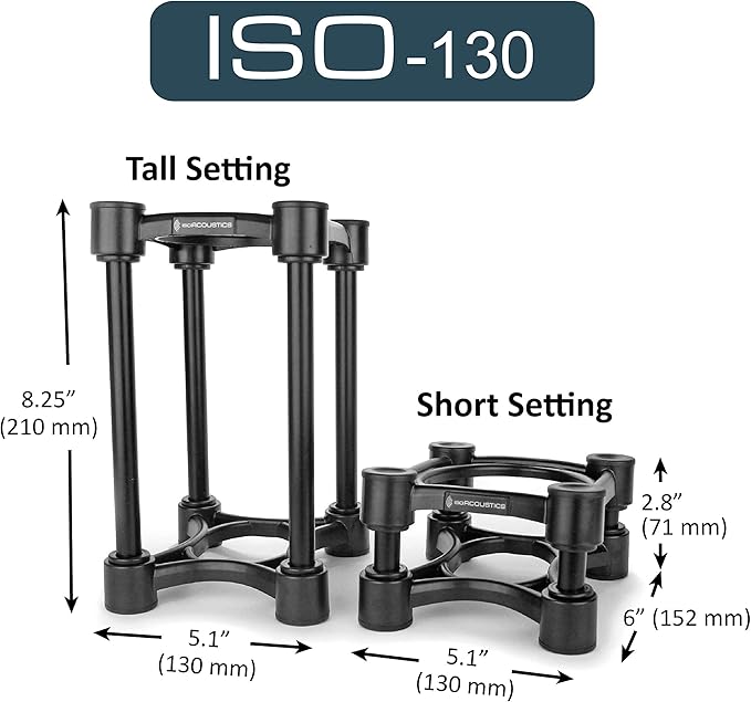IsoAcoustics Iso-Stand Series Speaker Isolation Bases Only: Iso-130 (5.1" x 6) Pair