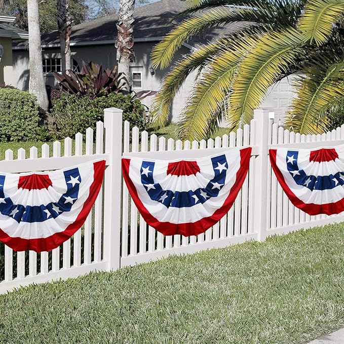 HOOSUN 4th Of July Decorations,American Flag Bunting for Outside,3x6 FT Fourth of July Bunting Patriotic Decorations,Red White and Blue USA Flags Pleated Fan Flag,American Flags Banners for Porch