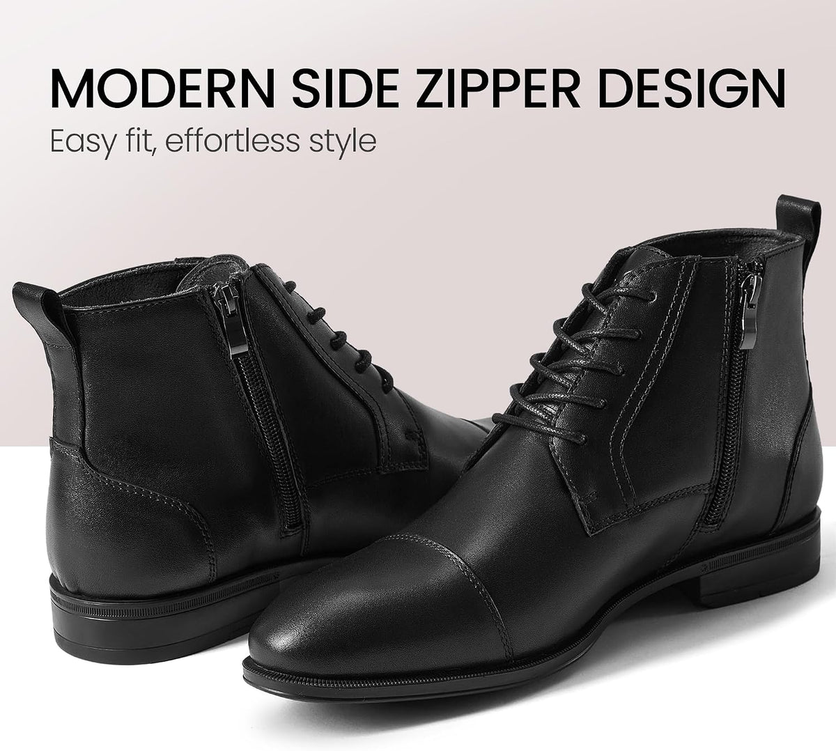 Chelsea Boots Men – Genuine Leather,Chelsea Boots for Men with Side Zipper, Casual Slip-On Ankle Boots, Chukka & Oxford Style Dress Boots