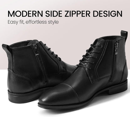 Chelsea Boots Men – Genuine Leather,Chelsea Boots for Men with Side Zipper, Casual Slip-On Ankle Boots, Chukka & Oxford Style Dress Boots