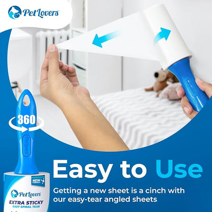 PetLovers Extra Sticky Lint Roller Mega Value Set 500 Sheets for Pet Hair Removal, Dog and Cat Lint Remover 5 Pack