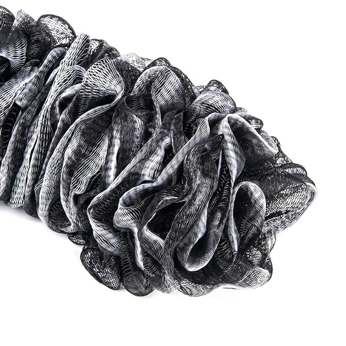 Back Scrubber for Shower, Loofah Long Handle Bath Body Brush, Soft Nylon Mesh Sponge On a Stick for Shower Men Women Kids Elderly, Exfoliating Scrub Cleaning Luffa for All Kinds of Skin(Black)