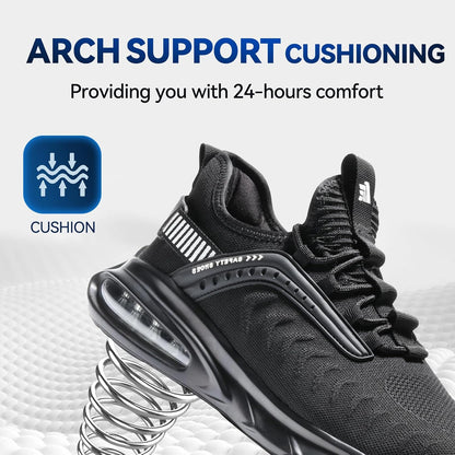 Steel Toe Shoes for Men Women Lightweight Cushion Sneakers Slip Resistant Safety Work Shoes Indestructible Sneakers