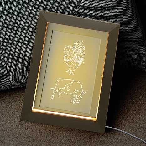 Uonlytech Glowing LED Night Light Wooden Photo Frame
