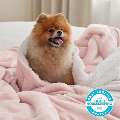 Bedsure Sherpa Fleece Throw Blanket Twin Size for Couch - Thick and Warm, Soft Fuzzy Plush Twin Blanket for Winter, Pink, 60x80 Inches