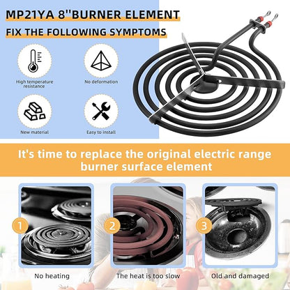 AMI PARTS MP21YA Electric Range Burner Surface Element (8 Inch) Compatible with Whirl-pool May-tag Ken-more Stove Burner Surface Element