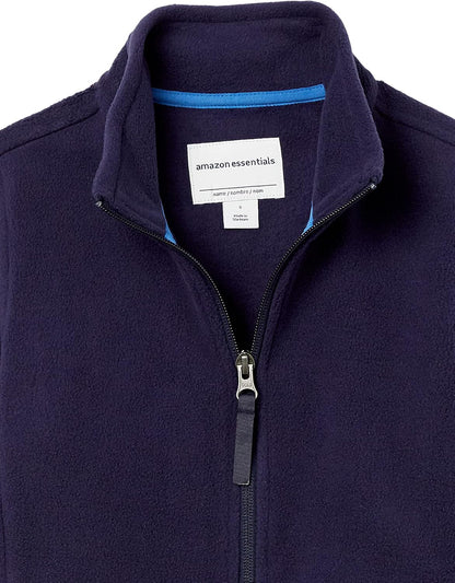 Essentials Boys and Toddlers' Polar Fleece Full-Zip Mock Jacket, Insulated, Long Sleeve.