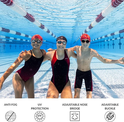 Sporti Unisex Junior Swimming Goggles, Swim Goggles for Kids, Safety for Pool, Beach, Anti Fog UV Protection, Variety Designs