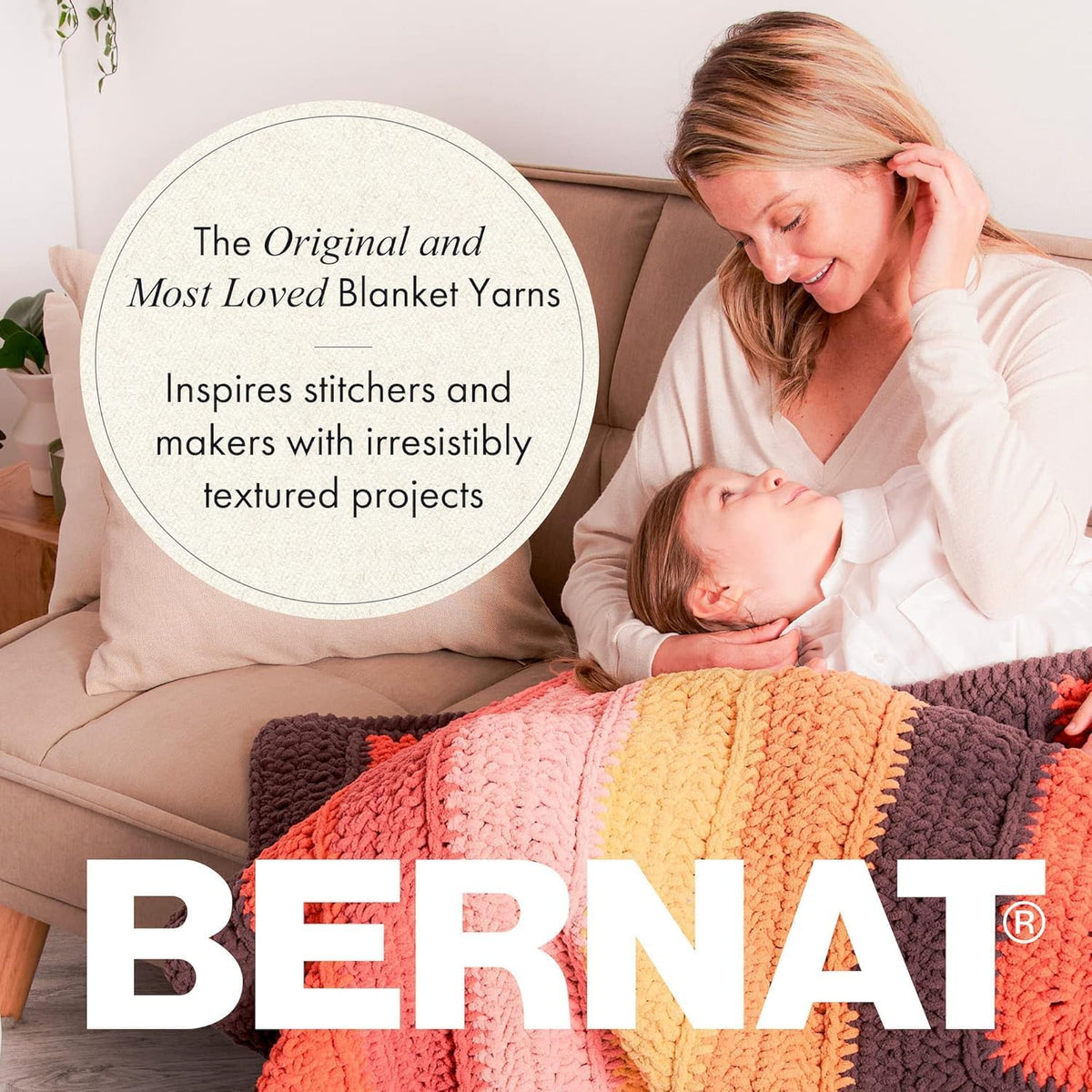 Bernat Blanket Super Bulky Acrylic Yarn - 2 Pack of 300g/10.5oz #6 Chunky Chenille Heavy Weight Yarn for Knitting and Crocheting, Amigurumi, Thick Blankets (Sunsoaked, 220 Yards 2-Pack)