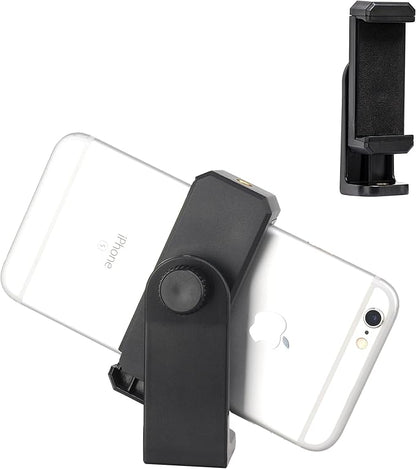 BONFOTO Universal Cell Phone Tripod Mount Adapter,Rotates Vertical and Horizontal, Adjustable with Padded Clip Fits for All Smartphones Compatible with All tripods