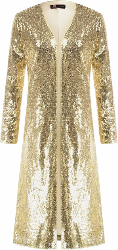 KANCY KOLE Women Sequin Cardigan Long Sleeve Open Front Jacket Blazers for Holiday Christmas