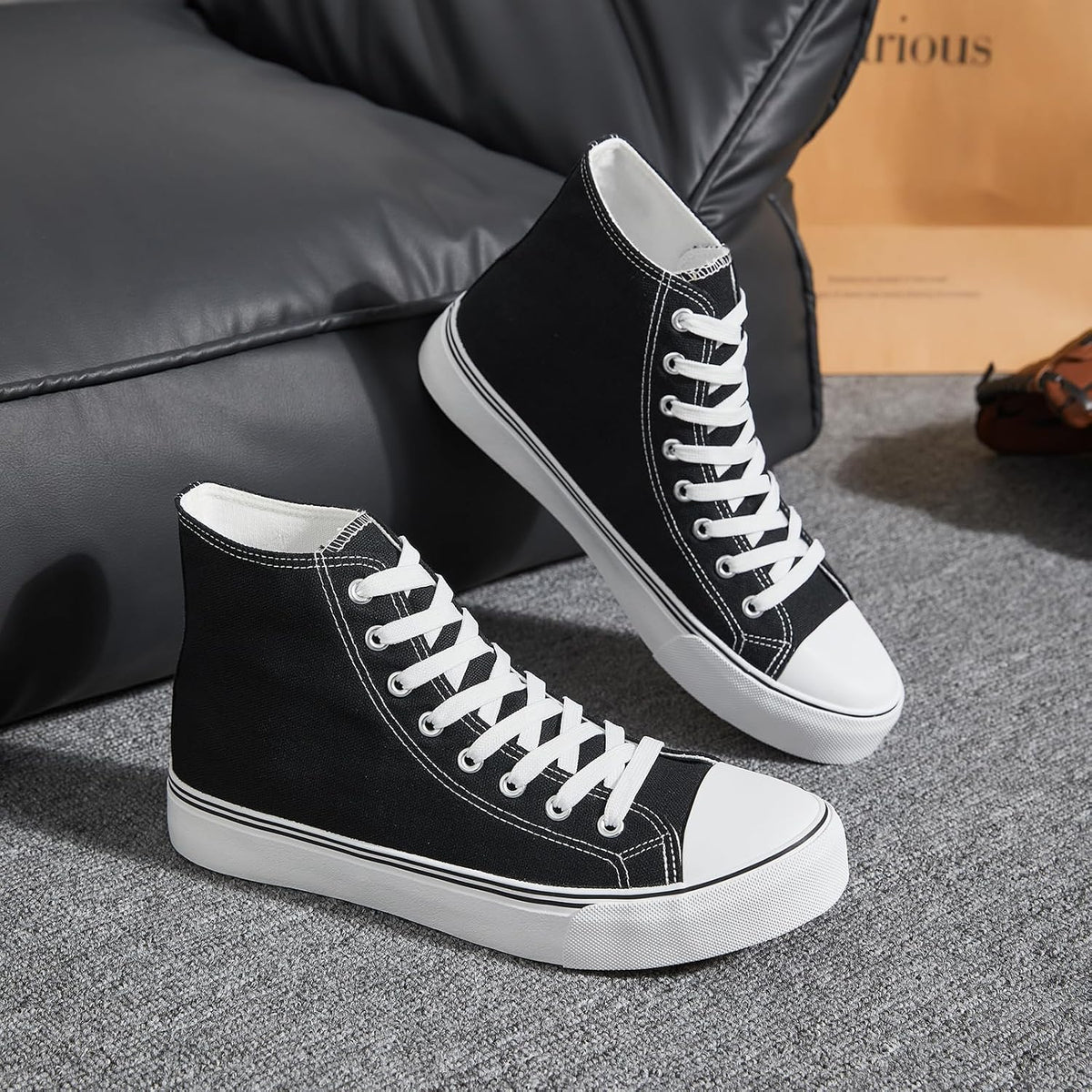 MenТs High Top Canvas Sneakers Fashion Lace up Walking Shoes Casual Classic