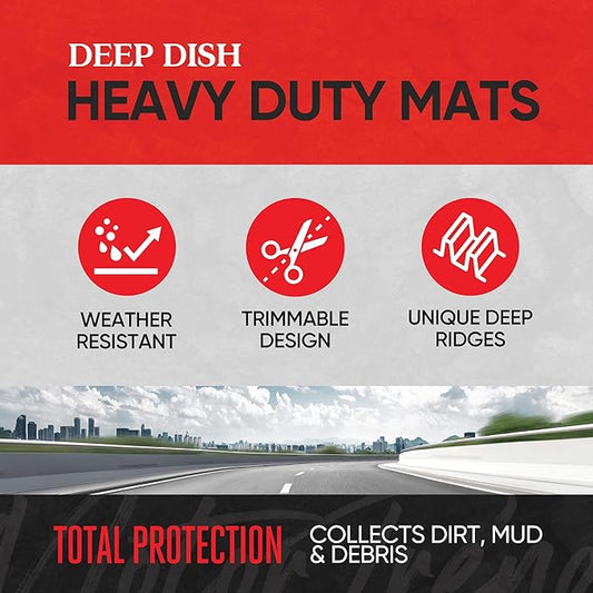 Motor Trend FlexToughXL Floor Mats for Cars Full Set, All-Weather Rubber Automotive Floor Mats, Waterproof Heavy Duty Car Mats, Flexible Floor Liners for Car Truck Van SUV, Car Floor Mats (Black)