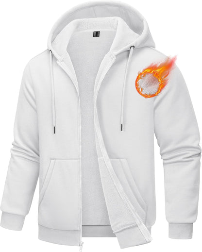 Large TACVASEN Mens Zip Up Hoodie Fleece Lined Hoodie Jacket Men Full Zip Sweatshirts Outdoor Thermal Athletic Hoodie.