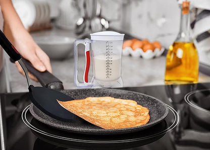 Silicone Pancake Spatula  Wide Beveled Edge Flipper with Stainless Steel Curved Handle  Heat Resistant Non-Stick Cooking