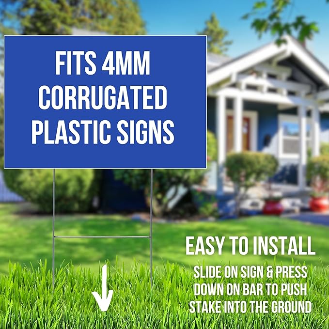 10 x 24 inch H Frame Wire Stake Sign Spikes - Heavy Duty Metal Wire Step Stake Frame for Yard Signs (Pack of 15)