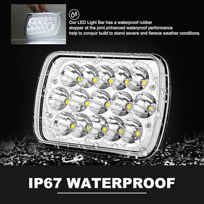 7x6 INCH 45W Sealed Beam Rectangular LED Headlights 5X7 H4 Plug H6052 H6053 H6054 For Freightliner 50 60 70 80 International Peterbilt 365 367 Mack Wrangler JK YJ CJ TJ MJ XJ Cherokee